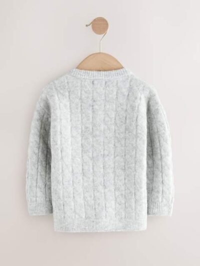 Grey Knitted Henley Jumper