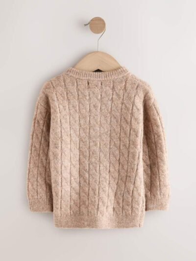 Neutral Knitted Henley Jumper