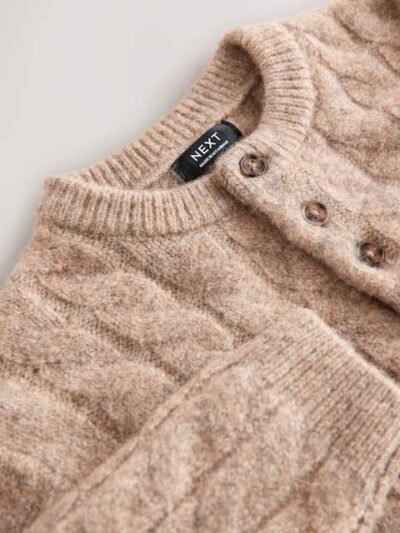 Neutral Knitted Henley Jumper
