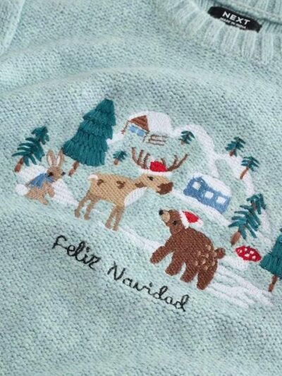 Mineral Blue Knitted Christmas Jumper