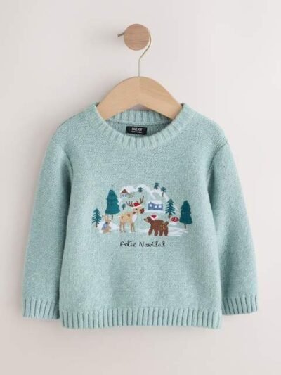Mineral Blue Knitted Christmas Jumper