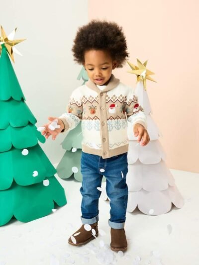 Neutral Fairisle Pattern Christmas Cardigan