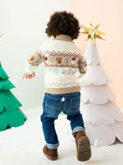 Neutral Fairisle Pattern Christmas Cardigan