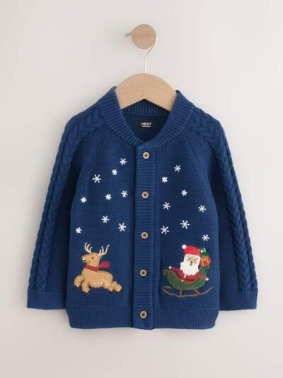 Navy Blue Pattern Christmas Cardigan