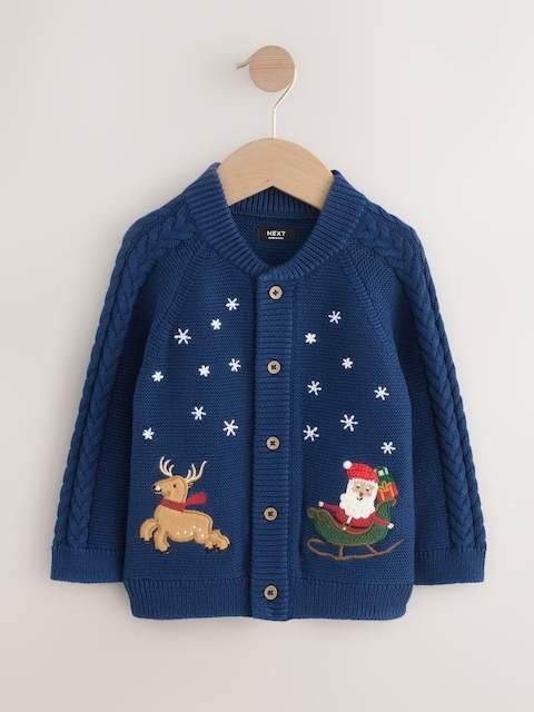 Navy Blue Pattern Christmas Cardigan