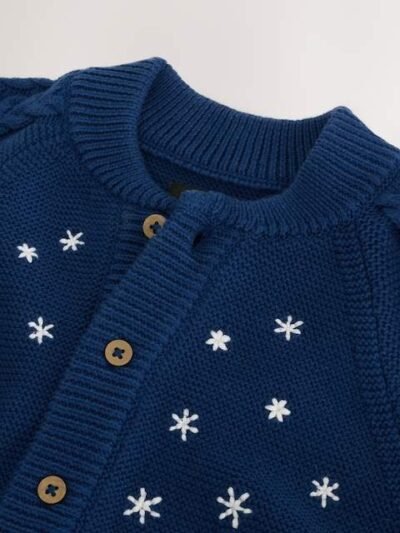 Navy Blue Pattern Christmas Cardigan