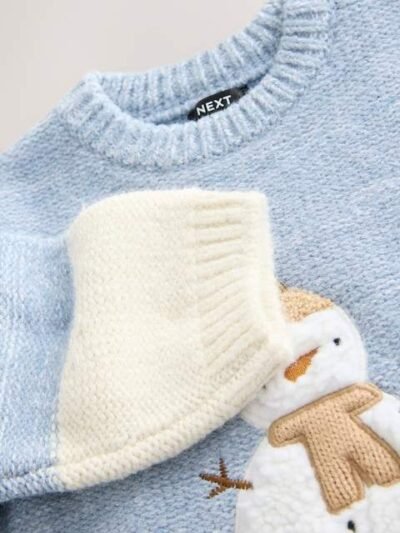Blue/Ecru Snowman Knitted Christmas Jumper