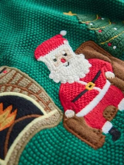 Green Santa Knitted Christmas Jumper
