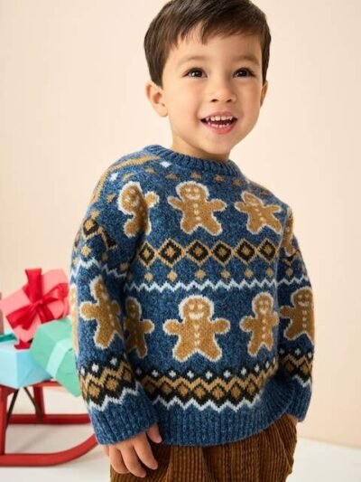 Navy Blue Gingerbread Knitted Christmas Jumper