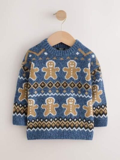 Navy Blue Gingerbread Knitted Christmas Jumper