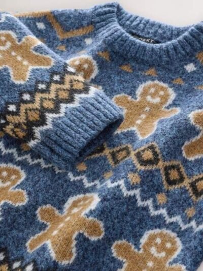 Navy Blue Gingerbread Knitted Christmas Jumper