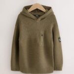 Khaki Green Utility Knitted Hoodie