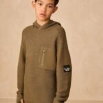 Khaki Green Utility Knitted Hoodie