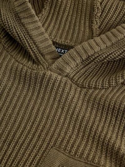 Khaki Green Utility Knitted Hoodie