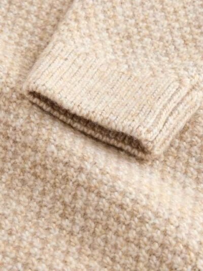 Neutral Textured Knitted Crew Neck Jumper