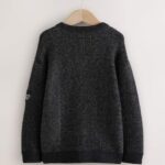 Black Utility Knitted Crew Neck Jumper
