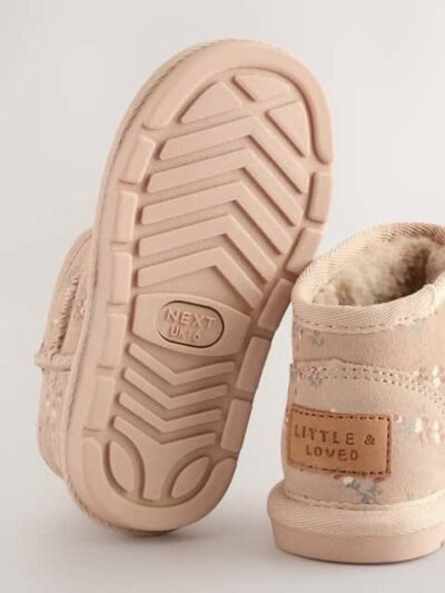 Neutral Floral Water Repellent Standard Fit (F) Suede Pull On Boots