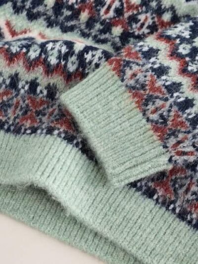 Blue Fairisle Pattern Knitted Crew Neck Jumper
