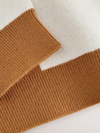 Tan Brown Knitted Crew Neck Jumper