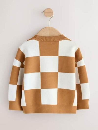 Tan Brown Knitted Crew Neck Jumper