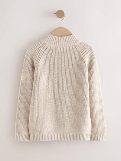 Neutral Utility Zip Neck Knitted Jumper