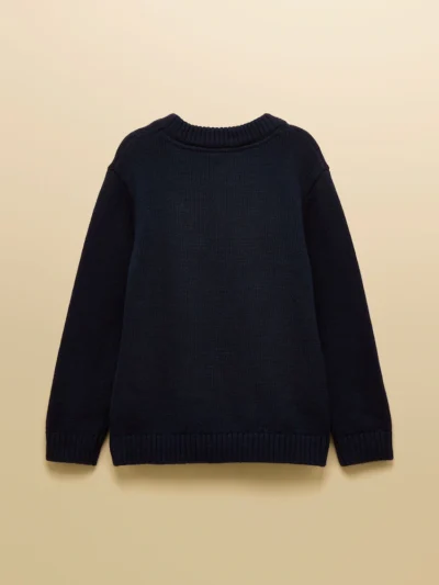 Joules Kids' Intarsia Knit Jumper - Festive Navy Blue back
