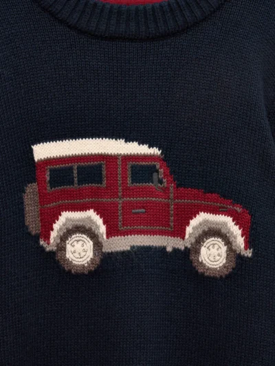 Joules Kids' Intarsia Knit Jumper - Festive Navy Blue car draw