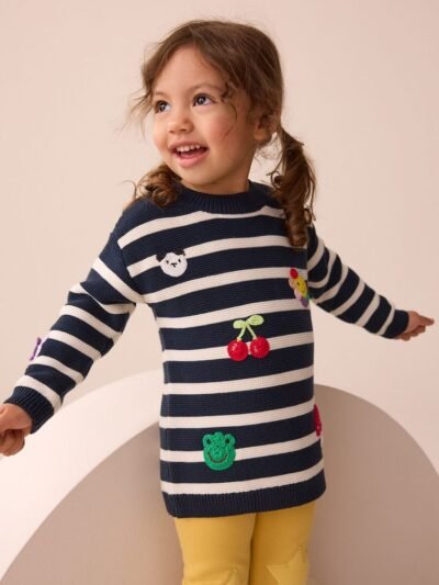 Navy Stripe Character Jumper Dress