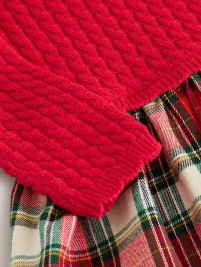 Red Knitted Tartan Dress