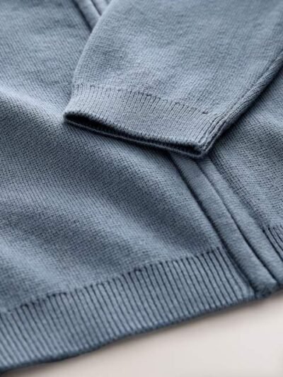 Blue Zip Through Knitted Cardigan