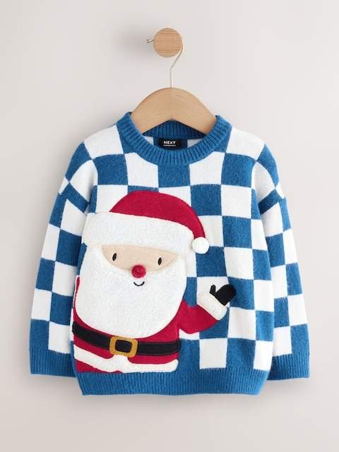 Cobalt Blue Santa Knitted Christmas Jumper