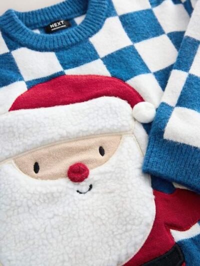 Cobalt Blue Santa Knitted Christmas Jumper