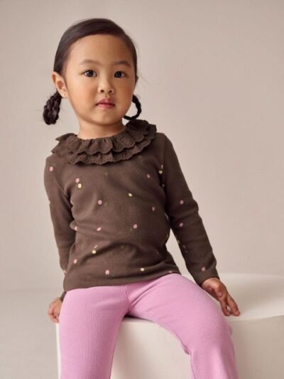 Chocolate Brown Long Sleeve Collar Top