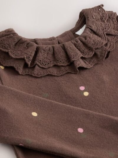 Chocolate Brown Long Sleeve Collar Top