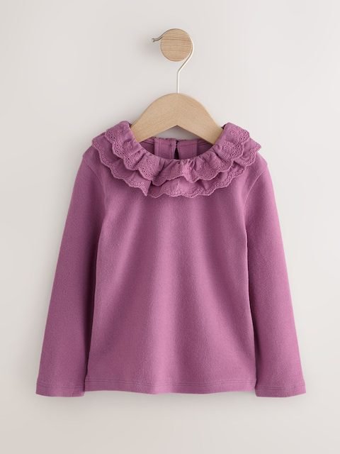 Purple Long Sleeve Collar Top