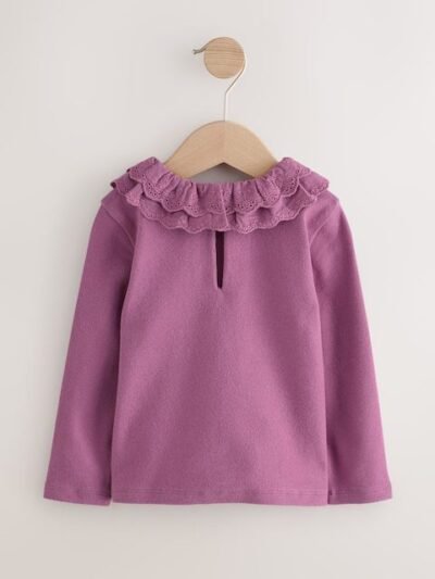 Purple Long Sleeve Collar Top