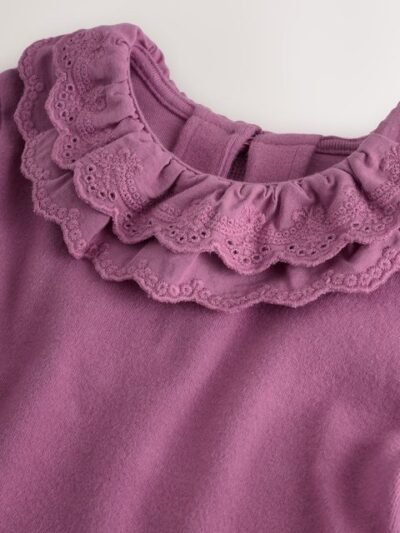 Purple Long Sleeve Collar Top