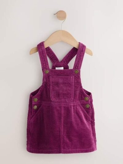 Burgundy Red Cord Pinafore Dress
