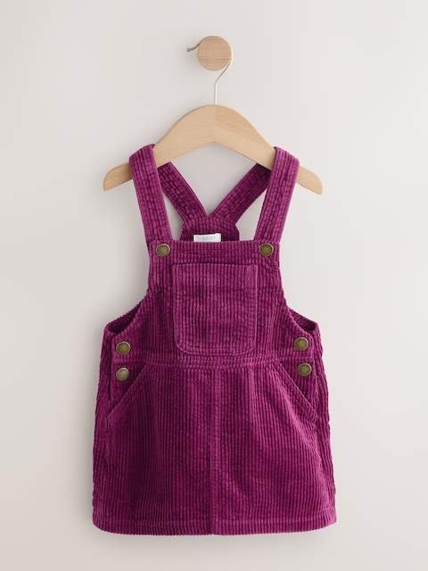 Burgundy Red Cord Pinafore Dress