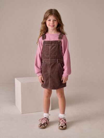 Mink Brown Cord Pinafore Dress