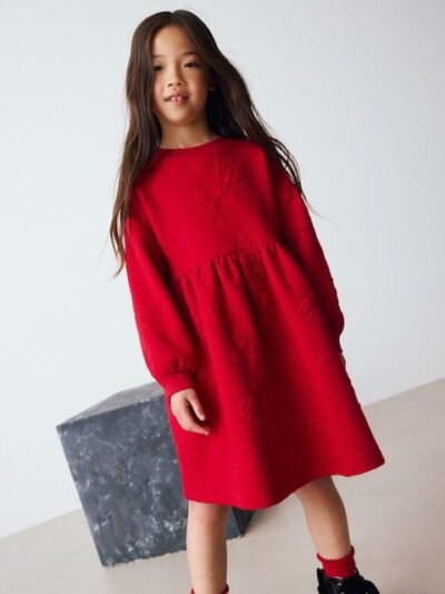 Red Quilted Bow Jumper Dress