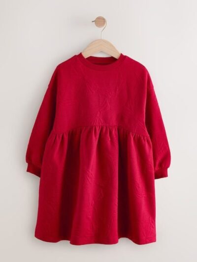 Red Quilted Bow Jumper Dress