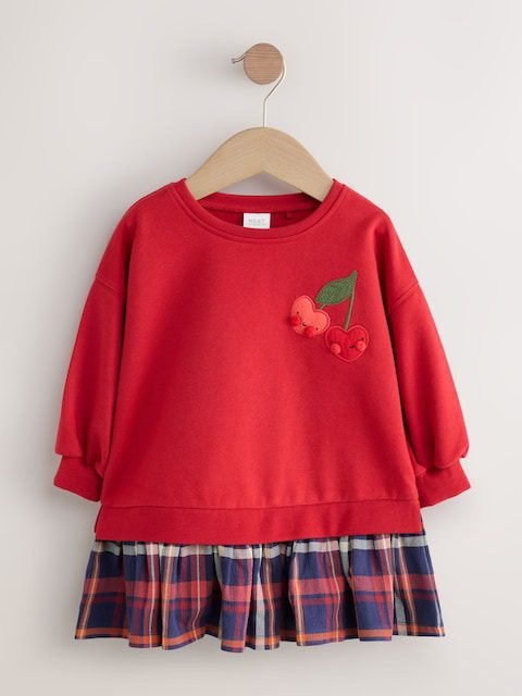 Red Sweat Check Dress