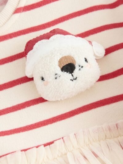 Christmas Bear Mesh Sweat Party Dress
