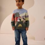 Green/Blue Farm Scene Knitted Jumper