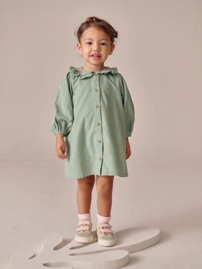 Sage Green Cord Long Sleeve Dress
