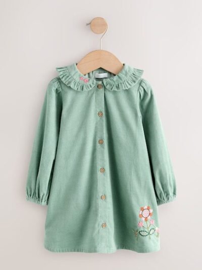 Sage Green Cord Long Sleeve Dress