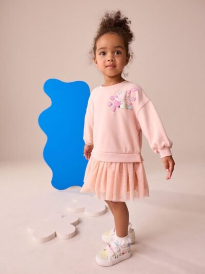 Pink Peppa Pig & Evie Sweat Mesh Dress