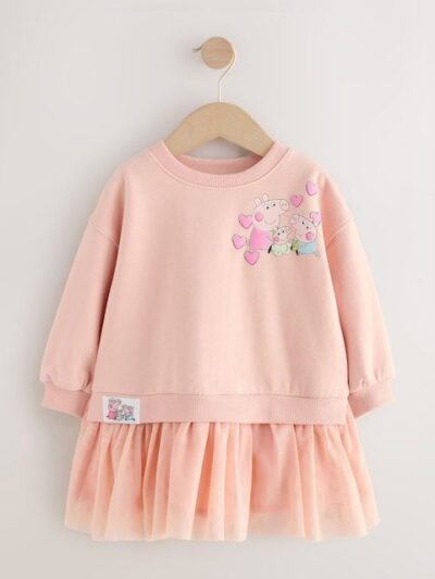 Pink Peppa Pig & Evie Sweat Mesh Dress