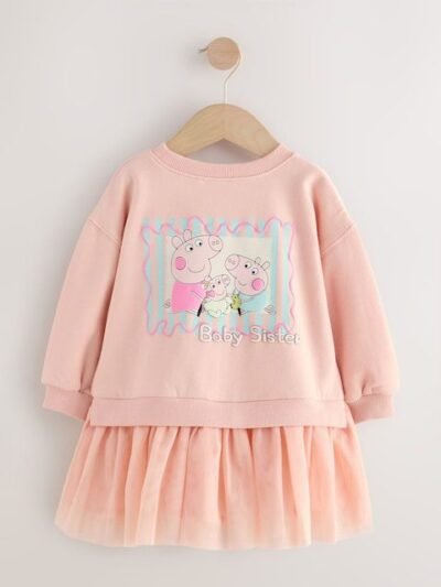 Pink Peppa Pig & Evie Sweat Mesh Dress